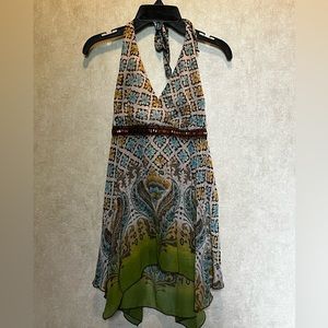 Vintage neck tied multicolor top